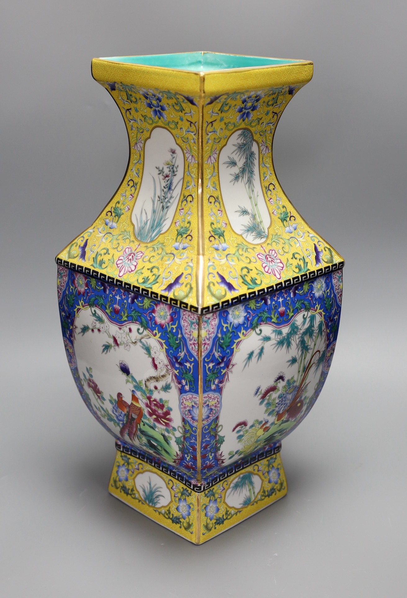 A large Chinese enamelled porcelain vase, 47 cms high